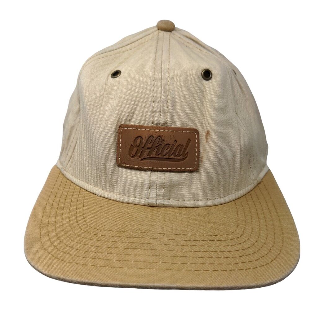 Official Slideback Hat Tan OSFA Leather Patch Adjustable Jamie Thomas